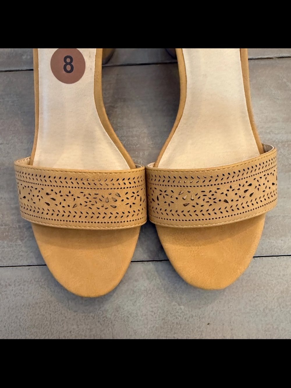 White Mountain Eileen Mustard Faux Suede Chunky Block Heel Ankle Buckle 8 - Picture 7 of 12